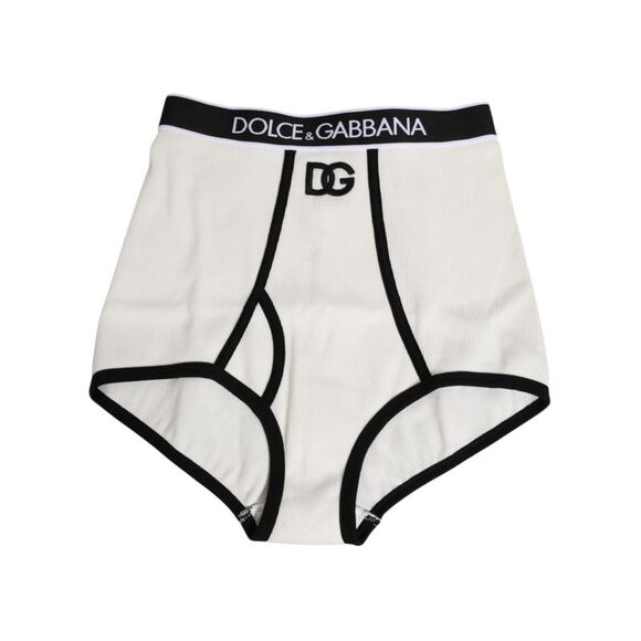 Dolce & Gabbana White Cotton Logo Waistband CulotteWomen's Underwear